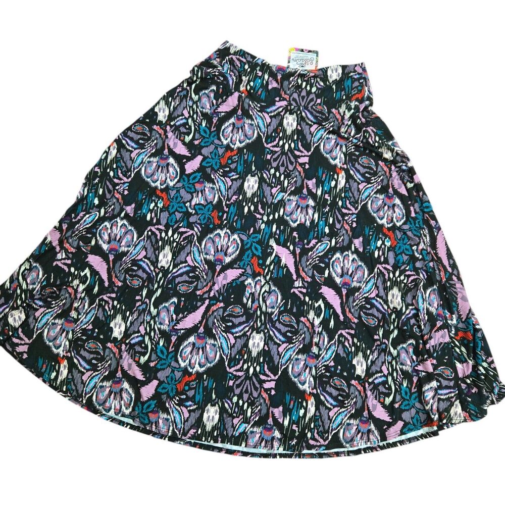 Salaam Floral‎ Skirt Size M Full Cut A Line Swing Slinky Rayon whimsigoth Floral